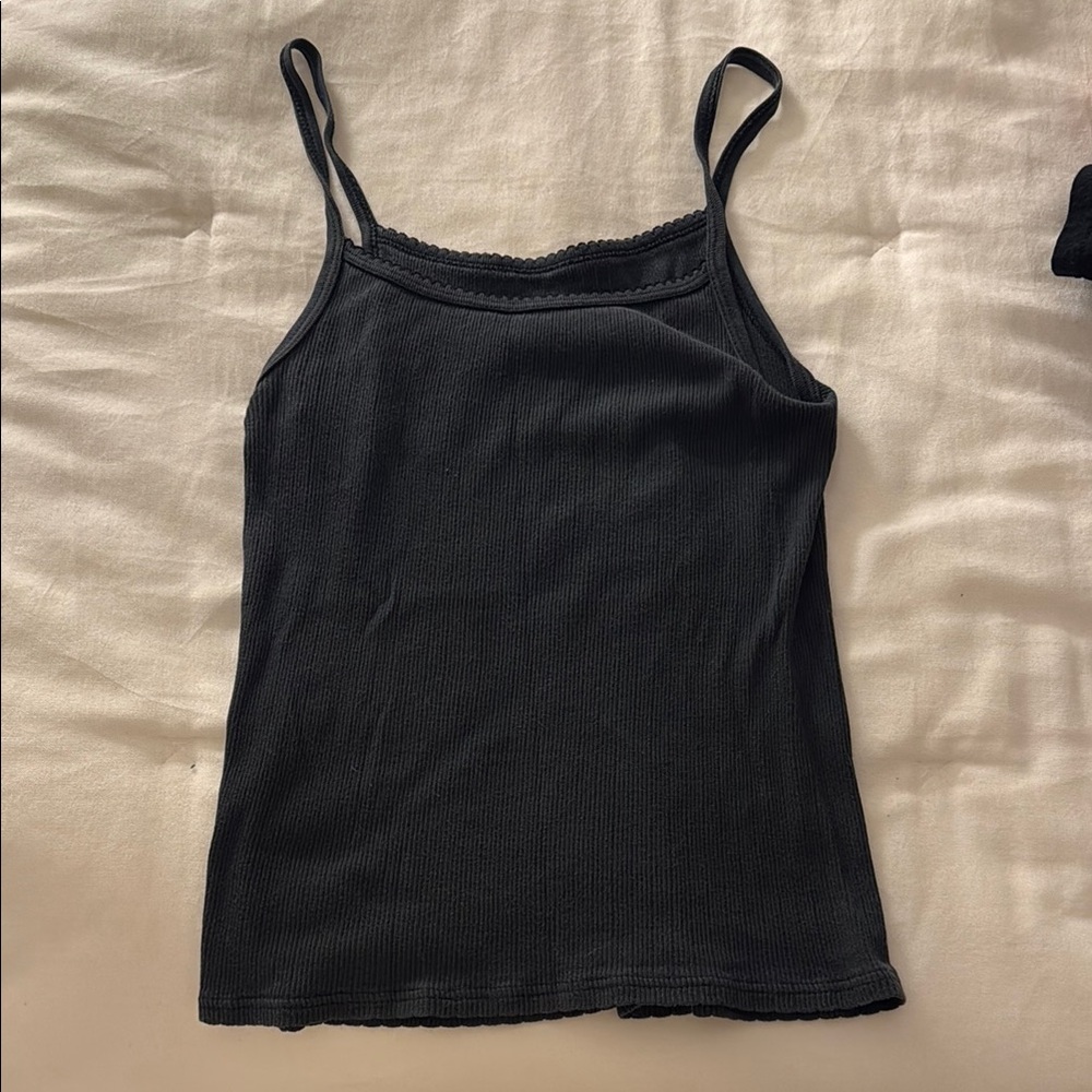 Brandy Melville Black Scalloped Tank